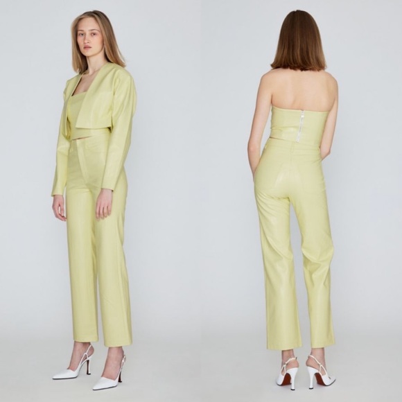 ROTATE Birger Christensen Rotie Pants in Luminary Green / Yellow Size 34 - NWT - Picture 2 of 10